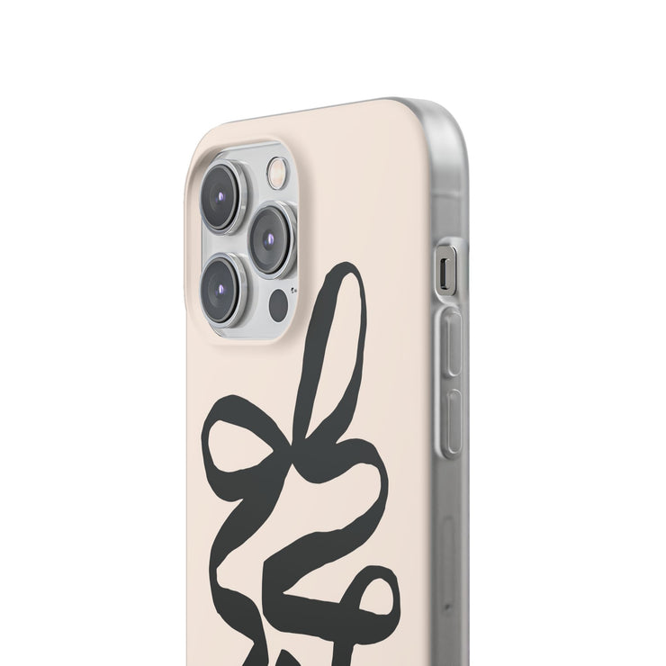 Black Bow on Cream Flexi iPhone Cases