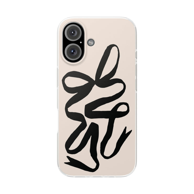 Black Bow on Cream Flexi iPhone Cases