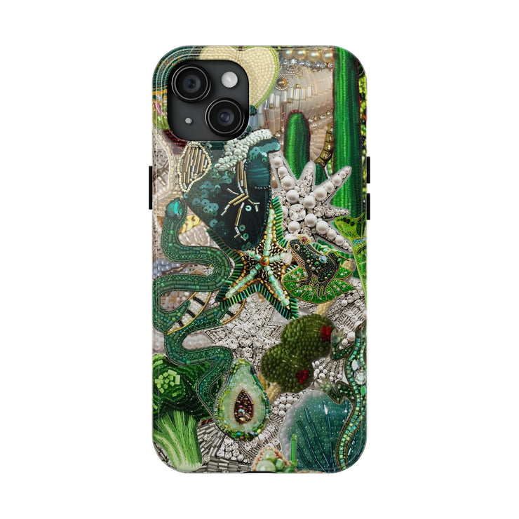 Green Vintage Mosaic Collage iPhone Case