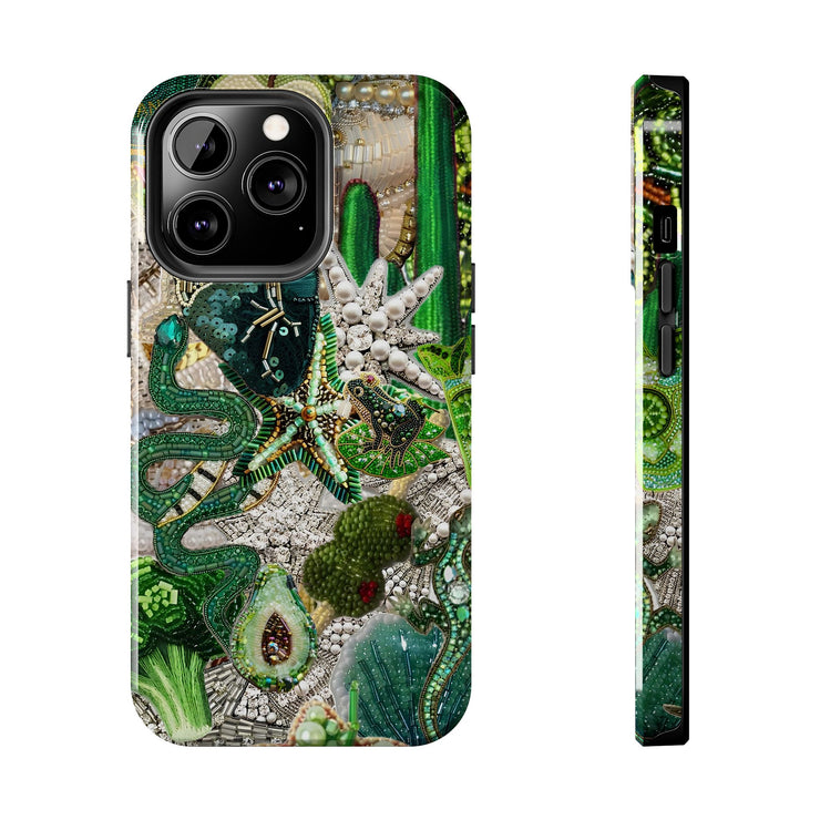 Green Vintage Mosaic Collage iPhone Case