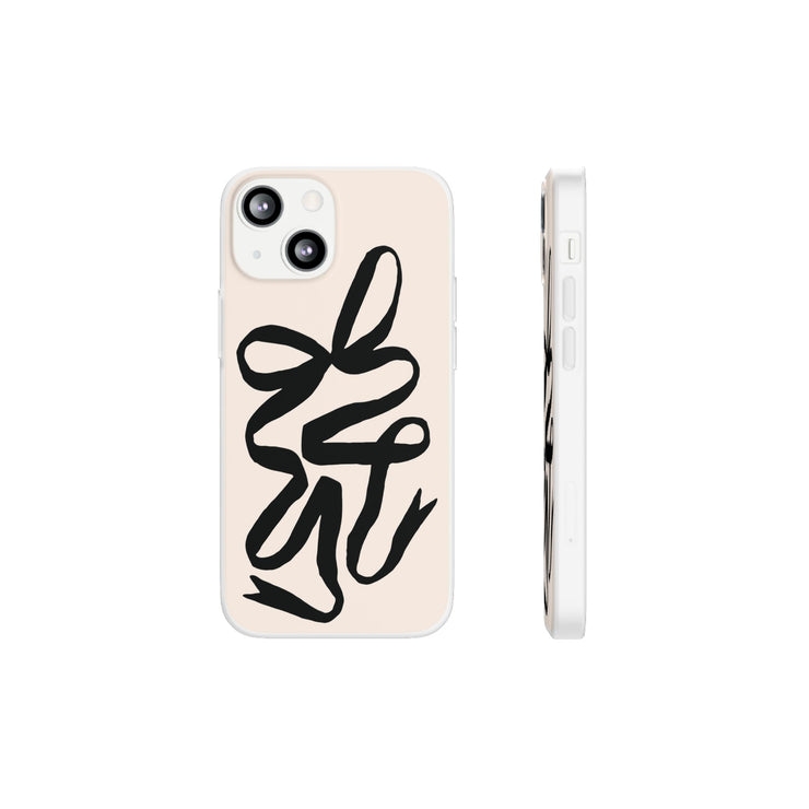 Black Bow on Cream Flexi iPhone Cases