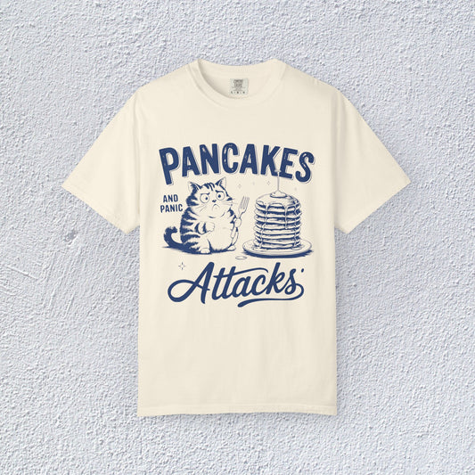 Pancakes and Panic Attacks T-Shirt, Mental Health Graphic Tee, Gift for Introverts