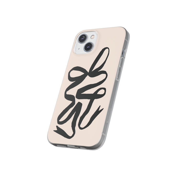 Black Bow on Cream Flexi iPhone Cases