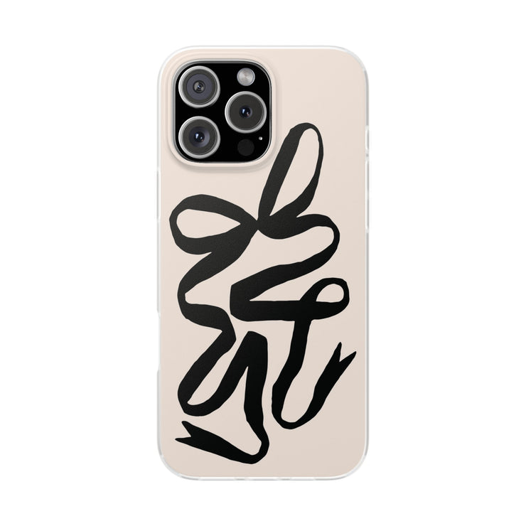 Black Bow on Cream Flexi iPhone Cases