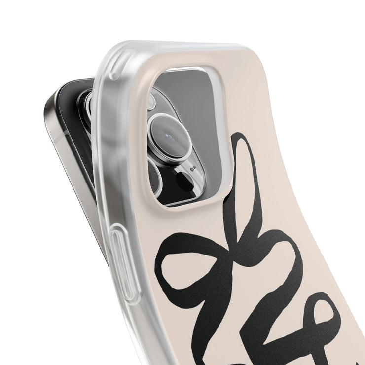 Black Bow on Cream Flexi iPhone Cases