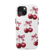 Pink Coquette Cherries With Bow Tough iPhone Case