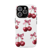 Pink Coquette Cherries With Bow Tough iPhone Case