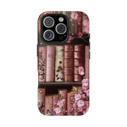 Books Bookshelf Pink Florals Tough iPhone Case