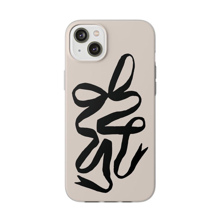 Black Bow on Cream Flexi iPhone Cases