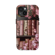 Books Bookshelf Pink Florals Tough iPhone Case