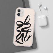 Black Bow on Cream Flexi iPhone Cases