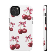 Pink Coquette Cherries With Bow Tough iPhone Case