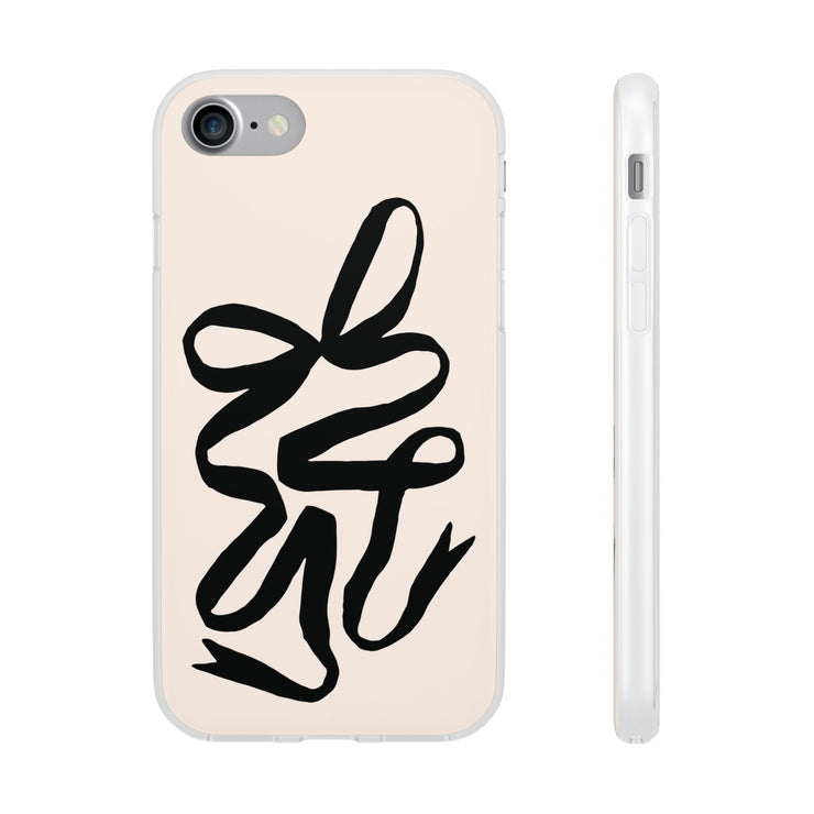 Black Bow on Cream Flexi iPhone Cases