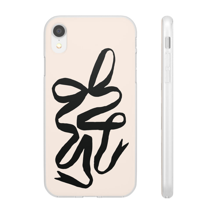 Black Bow on Cream Flexi iPhone Cases