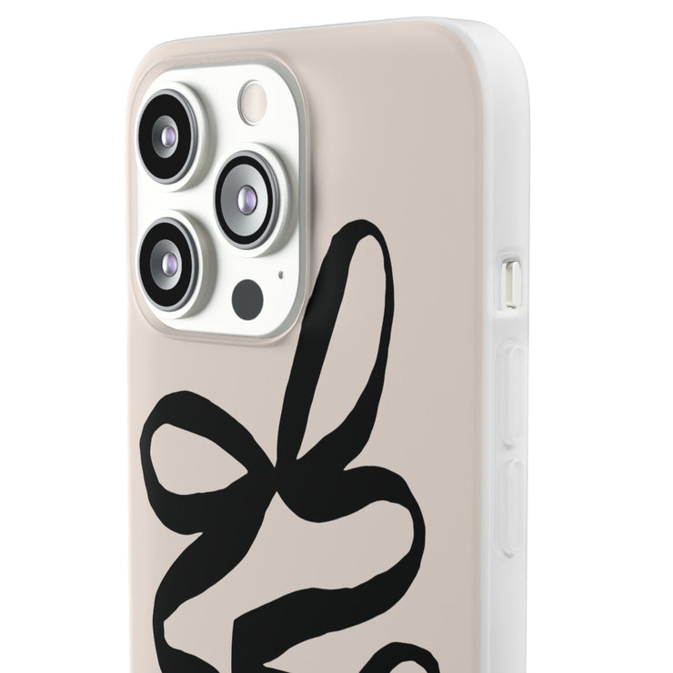 Black Bow on Cream Flexi iPhone Cases