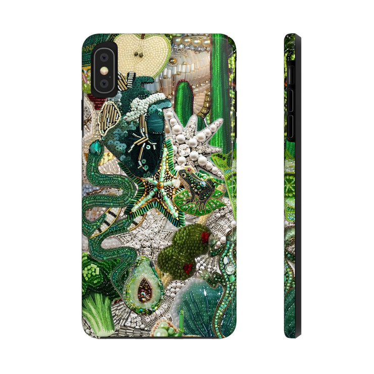 Green Vintage Mosaic Collage iPhone Case