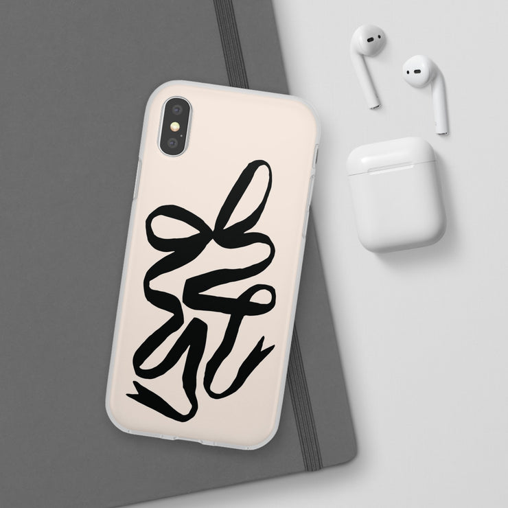 Black Bow on Cream Flexi iPhone Cases