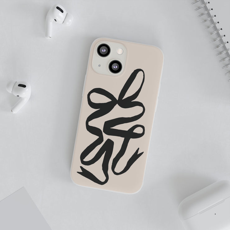 Black Bow on Cream Flexi iPhone Cases