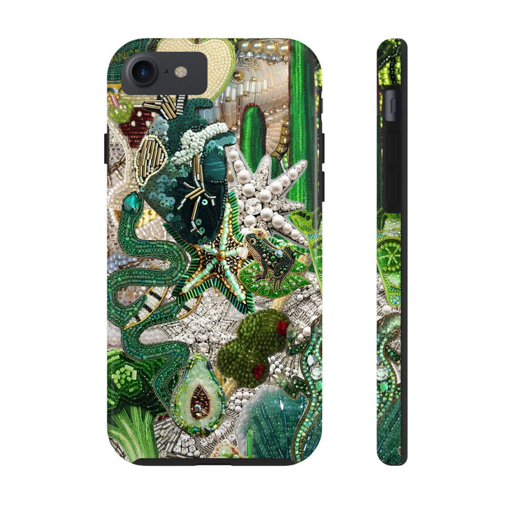 Green Vintage Mosaic Collage iPhone Case