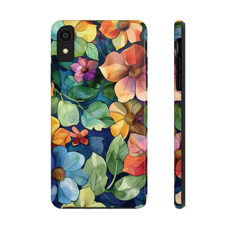 Floral Stained Glass Effect Tough iPhone Case