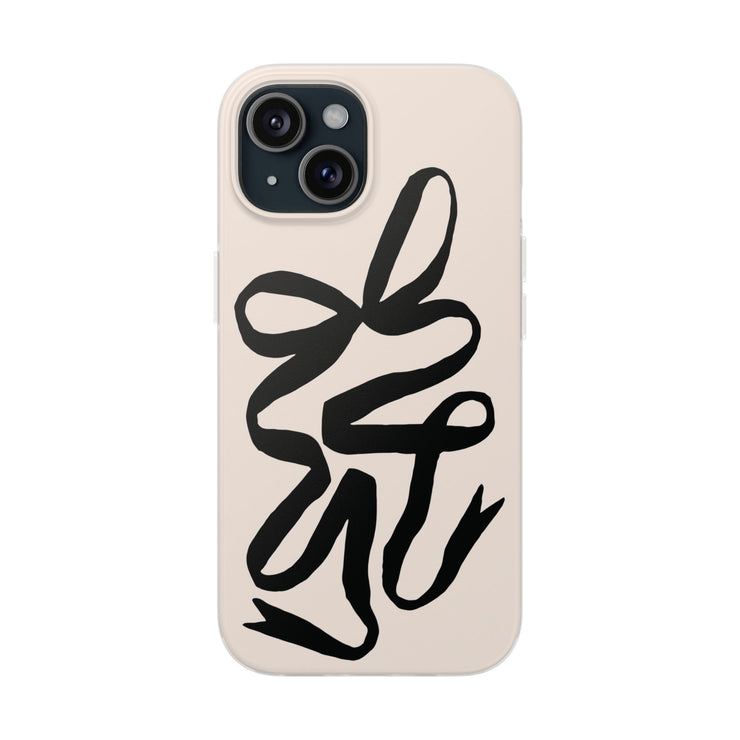 Black Bow on Cream Flexi iPhone Cases