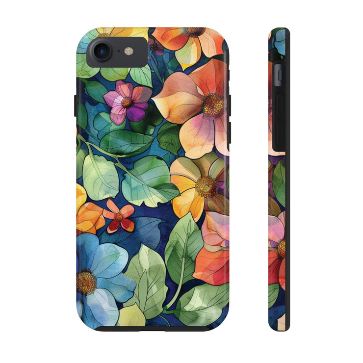 Floral Stained Glass Effect Tough iPhone Case