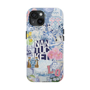 Blue Collage Tough iPhone Case