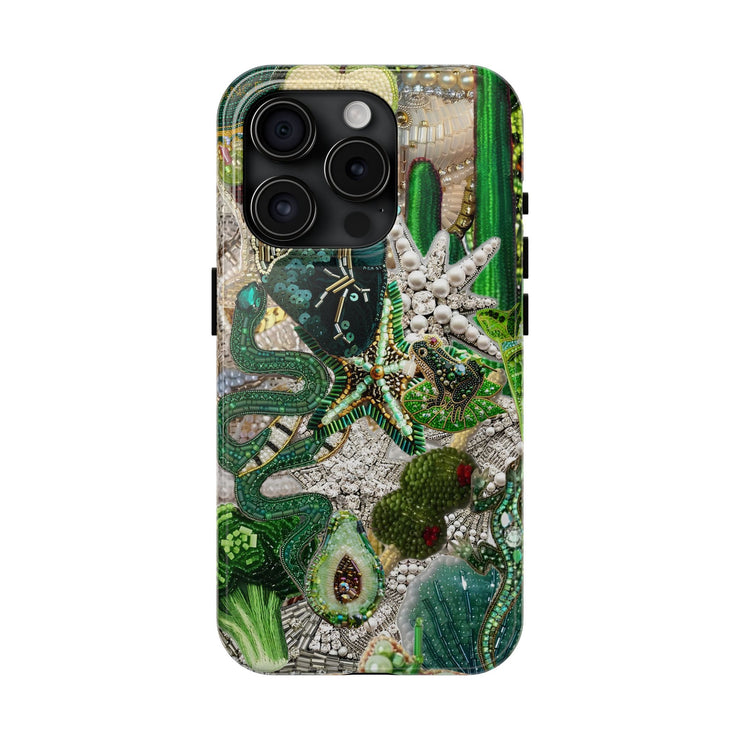 Green Vintage Mosaic Collage iPhone Case