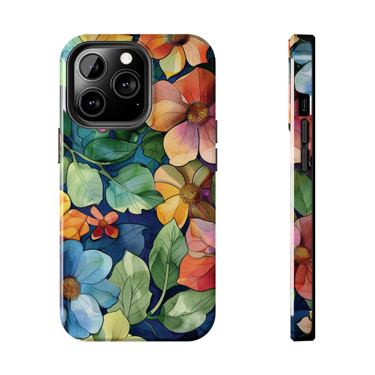 Floral Stained Glass Effect Tough iPhone Case