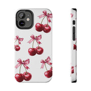 Pink Coquette Cherries With Bow Tough iPhone Case